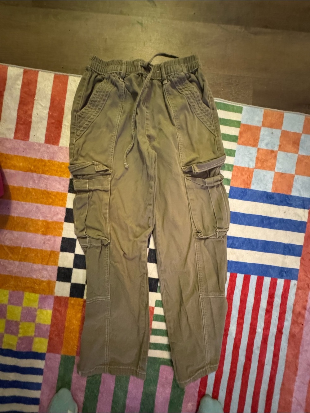 Almost Famous Olive Green Cargo Pants with Drawstring Waist
